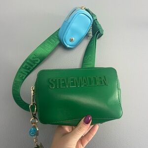 Steve Madden Emerald Green Crossbody with Sky Blue Pouch